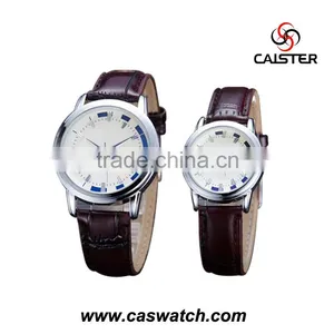 Nice Watches for Men and Women Cheap Leather Pair Quartz Wrist Watches for Promotion Custom Logo Leather Band Couple Watches thumbnail-3