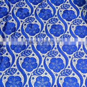Latest Dress Designs Royal Blue Dry Lace Gold African Cord Lace thumbnail-5