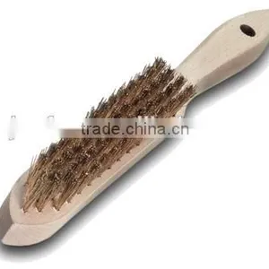 4 Row Heavy-duty Brass Wire Brush With Hardwood Handle thumbnail-1