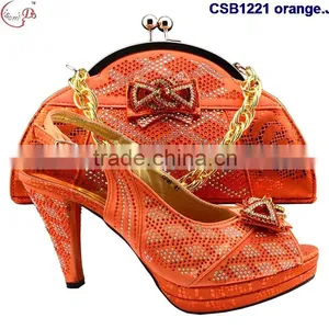 CSB1221 Chowleedee Fasion Latest Fashion Woman Italy Style High Heel Sandal Shoes With Matching Bag thumbnail-2
