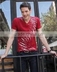 Fashion Summer Printed V-neck Men's T Shirt Design thumbnail-1
