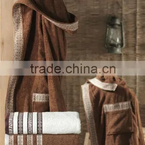 100% Cotton Plain Dyed Dobby Bathrobe thumbnail-1