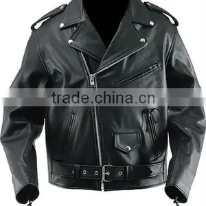 Mens Black Leather Motorcycle Jacket, Classic Style Motorbike Leather Jacket, Leather Jacket for Men thumbnail-1