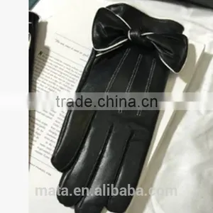 Winter Warm PU Leather Finger Touch Screen Gloves For Ladies thumbnail-2