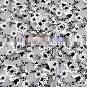 European Popular Solid Butterfuly Embroidered Fabric For Female Long Dress Breathable Mesh Milk Silk Thread Stitching Posy Cloth thumbnail-4