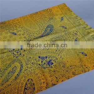 Long Soft Women Blue Chiffon Scarves Peony Peafowl Wrap Plain Yellow Silk Scarf thumbnail-1