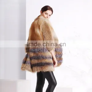 Fashion Ladies Knitted Fox Fur Coat thumbnail-4