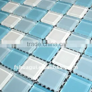 Blue Mix White Color Swimming Pool Glass Mosaic Tiles thumbnail-1