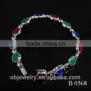 2015 Brass Jewelry Colorful Glass Chain Bracelet thumbnail-1
