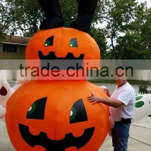 Halloween Airblown Inflatable Black Cat With Pumpkin and Ghosts thumbnail-2