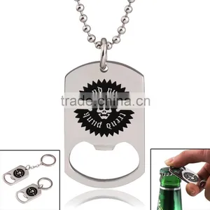 Fashion Stainless Steel Pendant Bottle Opener With Dog Tag thumbnail-3