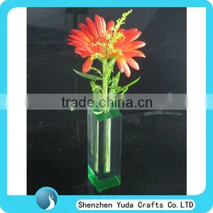 Rectangular Flower Vase, Green And Clear Acrylic Flower Vase Wedding thumbnail-1