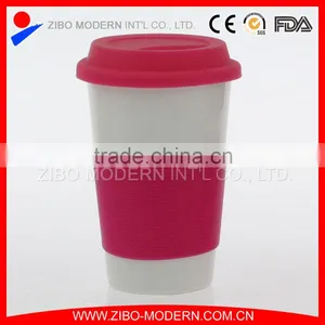 Custom Printed Double Wall Coffee Mug With Lid And Silicon Cover thumbnail-1