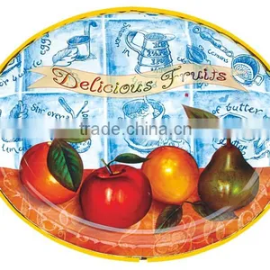 Oval Plastic Fruit Plate With Golden Line thumbnail-1