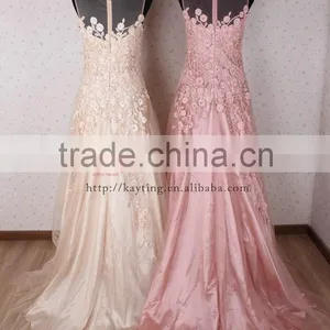 Graceful Applique Pink Long Prom Dress Real Sample Bridesmaid Dresss Pattern thumbnail-5