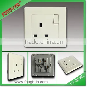 UK SOCKET PC PLATE 13A 250V 1 GANG SINGLE POLE SWITCH SOCKET WHITE COLOR thumbnail-1