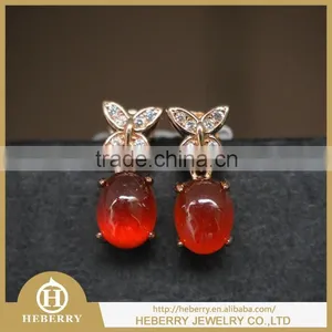 Precious Garnet Gemstone Jewelry Earring Style With 925 Sterling Silver Plating Gold Color thumbnail-3