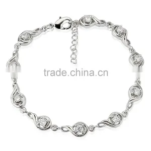 Classical 18k White Gold Plated Bracelet Musical Note Jewelry Inlaid Precious Gemstone for Party thumbnail-1