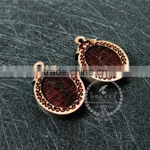 18*13mm Setting Size Vintage Style Natual Log Wood Bezel Carving Flower Oval Pendant Setting DIY Findings Supplies 1421081 thumbnail-2