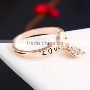O Rings Jewelly Fashion Crystal Heart Love Letter Ring thumbnail-4
