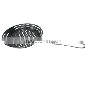 Round Design BBQ Iron Mesh Grill Pan With Foldable Handle thumbnail-1