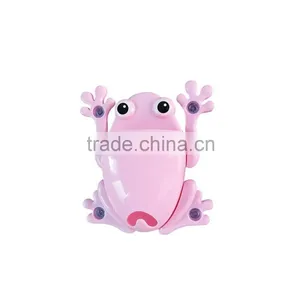 Factory Wholesale Cute Bathroom Frog Children Baby Toothbrush Holder With Suction Cup thumbnail-2