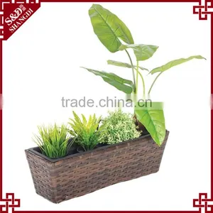 Wall Mounted Long Flower Pot Plastic Rattan Rectangular Planter Box thumbnail-1
