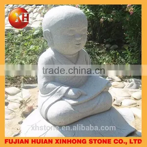 Granite Lovely Little Monk Stone Statue Hands on Chin thumbnail-5