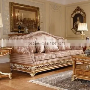 Noble Castle Upholstery Sofa Set, Luxury Solid Wood Carved Chesterfield Sofa For Living Room thumbnail-2