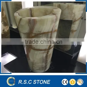 New Style Pedestal Sink Pedestal Basin Onxy Marble thumbnail-1