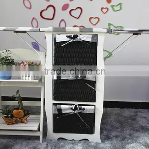 Folding Wooden Ironing Board With Wicker Drawer thumbnail-2