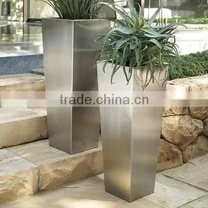 FO-9010 Tapered Square Stainless Steel Plant Pots thumbnail-1