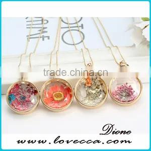 Wholesale Newest Dried Flower Pendant Women Gold Memory Necklace thumbnail-3