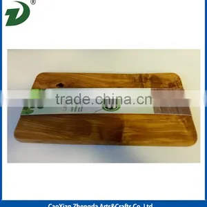 Natural Solid Olivewood Cutting Board With Handle Wooden Cutting Board With Ring Round Board thumbnail-1