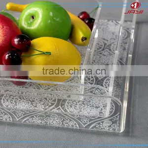 Customized Wholesale Acrylic Fruit Tray Decorations Clear Plastic Cake Tray With Special Figure thumbnail-3
