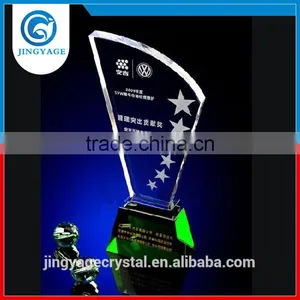 Jingyage Crystal Contribution Award Plaque With Green Base Crystal Trophy Souvenir Gift thumbnail-1