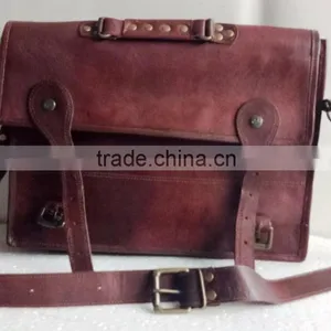 High Quality Handmade Vintage Pure Goat Leather Business Briefcase thumbnail-3