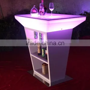 Led Illuminated Home Bar Counter With Stainless Steel Shelf thumbnail-4