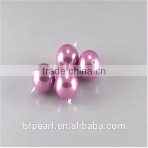 Half-drilled 10mm Lilac Round Shell Pearl Bead for Earrings or Pendent thumbnail-1