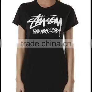 100% Cotton Custom Printed Branded Female Black Tshirt thumbnail-1