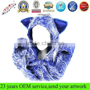 New Fax Fur Cute Adult Animal Winter Hats With Long Scarf and Mitten thumbnail-1