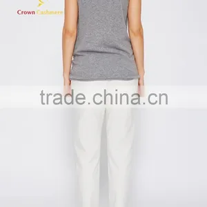 Sleeveless Tight Knitted Cashmere Sweater Wool for Woman thumbnail-3