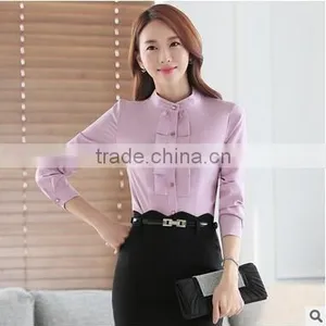 Custom Nice Quality Chantilly Formal Slim Fit Office Blouse for Lady Wholesale thumbnail-1