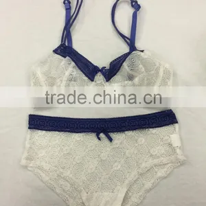 Stylish Design Tranparents Lace Soft Cup Bra Sexy Ladies Bra Panty Set thumbnail-1