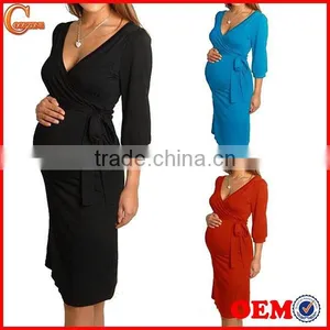Women Maternity Dress V-Neck Pregnancy Clothes Nursing Dress Wholesale Maternity Clothing thumbnail-1