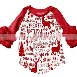 New Wholesale Kids Clothing Baby Girls Long Sleeve Deer Raglan Shirt Toddler Girls Tee Shirt for Christmas thumbnail-1
