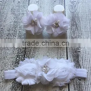 Newest Girls Headband With White Flower Chiffon Headband And Barefoot Sandal Kids Headband Child Wear NP-G-CS905-51 thumbnail-1