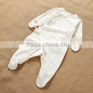 2017 Spring Long Sleeves Baby Infants Romper Stripe Pattern Natural Colored Cotton Bodysuit Jumpsuit Onesie Wear Clothes thumbnail-5