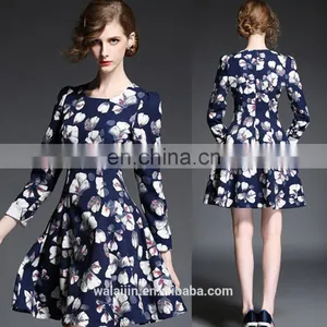 Woman Long Sleeve Print Dress Wholesale, Fashion Western Dress 2016 thumbnail-1