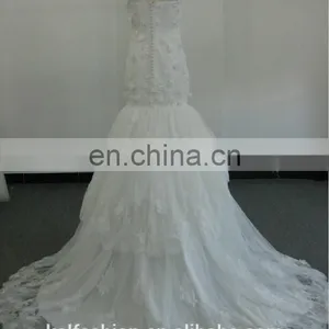 EBX-56 V-neck Lace Mermaid Trumpet Wedding Gown thumbnail-2